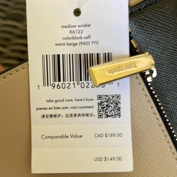 Kate Spade Staci Medium Wristlet Warm Beige - Picture 10 of 16